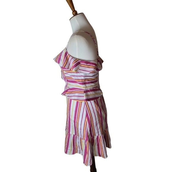 Parker Isadora Poolside Stripe Cold Shoulder Ruffle Mini Dress 4 NWT - Picture 5 of 7